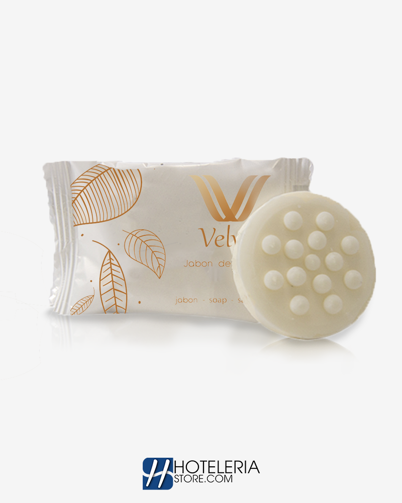 Jabón Velvet en empaque elegante, amenities premium para hoteles de negocios